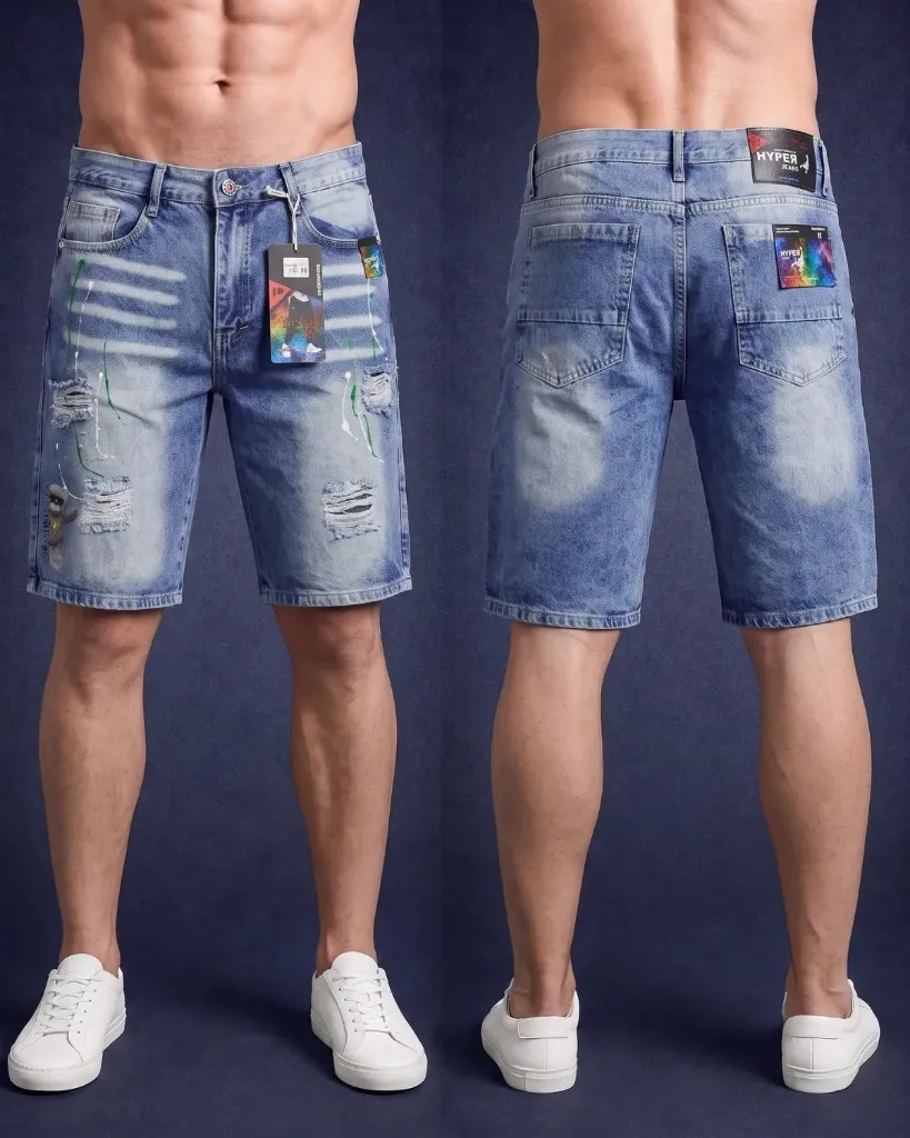 Bermuda rigida rasgada estampada