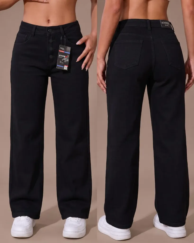 Wide leg rigido de 4 botones