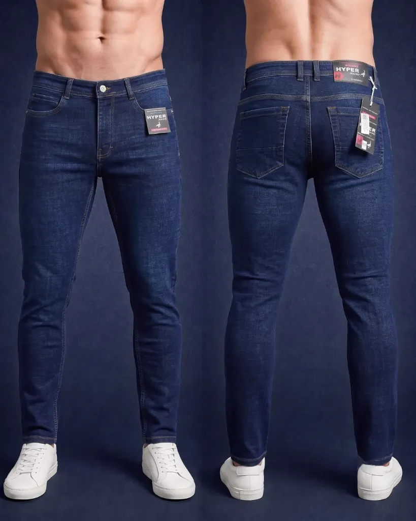 Semitubo jeans strech con bigotes