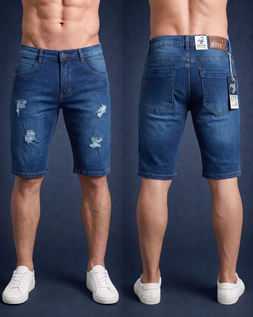 Bermuda jeans strech rasgada
