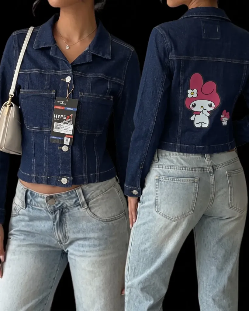 Chaqueta jeans strech con estampado
