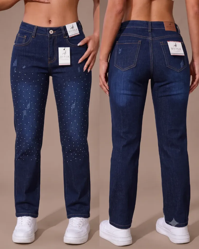 [HJ-002462-8-AZUL-1] Recto jeans strech mototool con brillos (8, Azul #1)