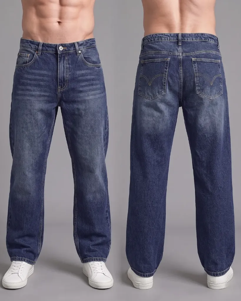 [HJ-002342-34-AZUL-2] Baggy rigido con bigotes (34, Azul #2)