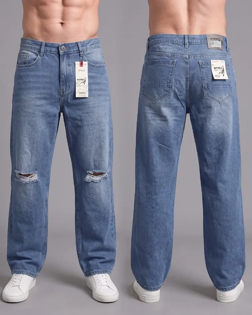 Baggy jeans rigido rasgado