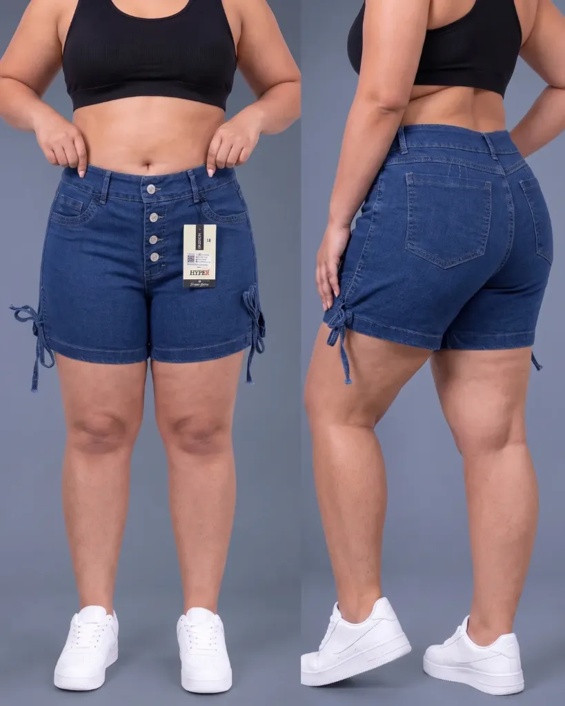 Short strech plus de 4 botones con abertura lateral y tiras