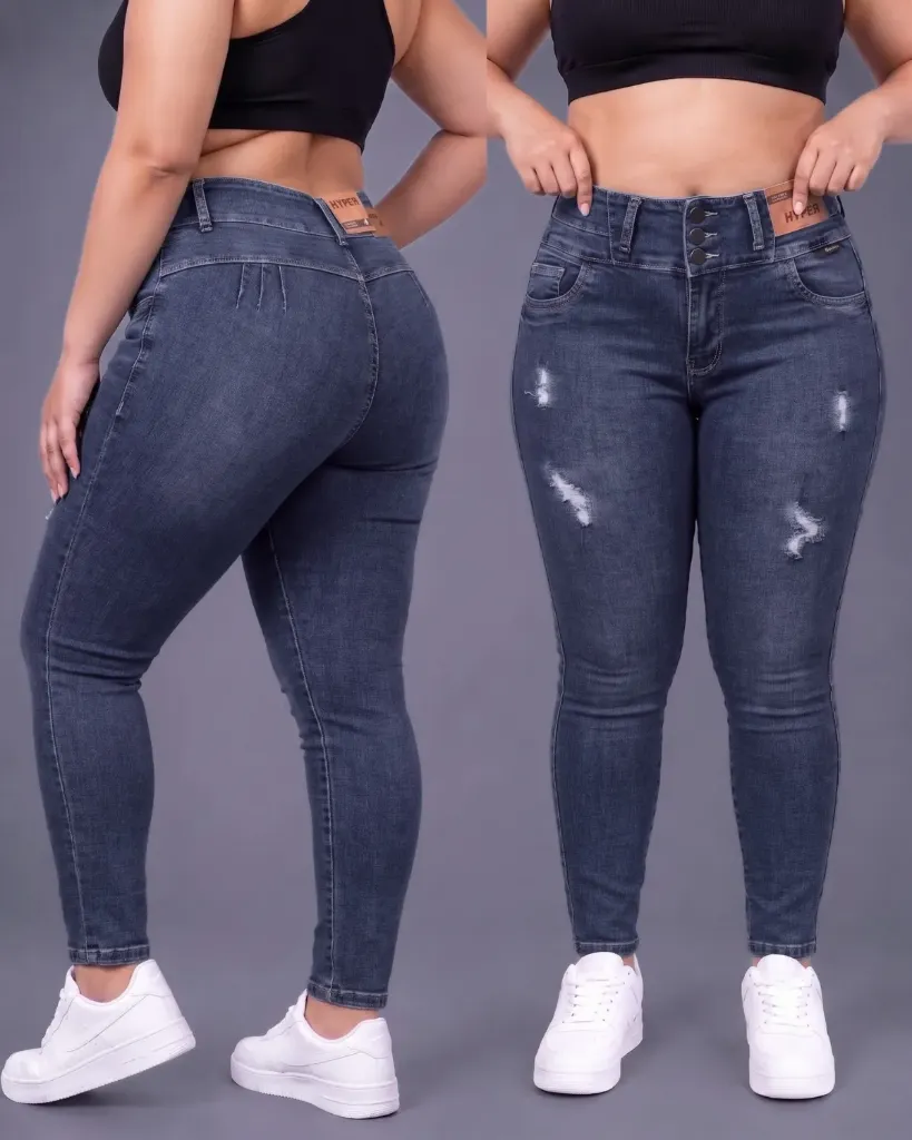 Tubo strech plus pretina ancha de 3 botones rasgado hyper