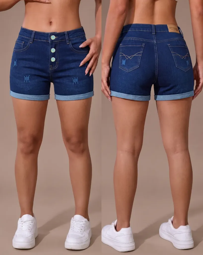 Short strech mototool de 3 botones con dobladillo