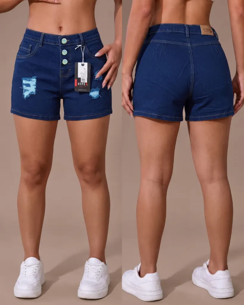 Short strech rasgado de 3 botones levanta cola