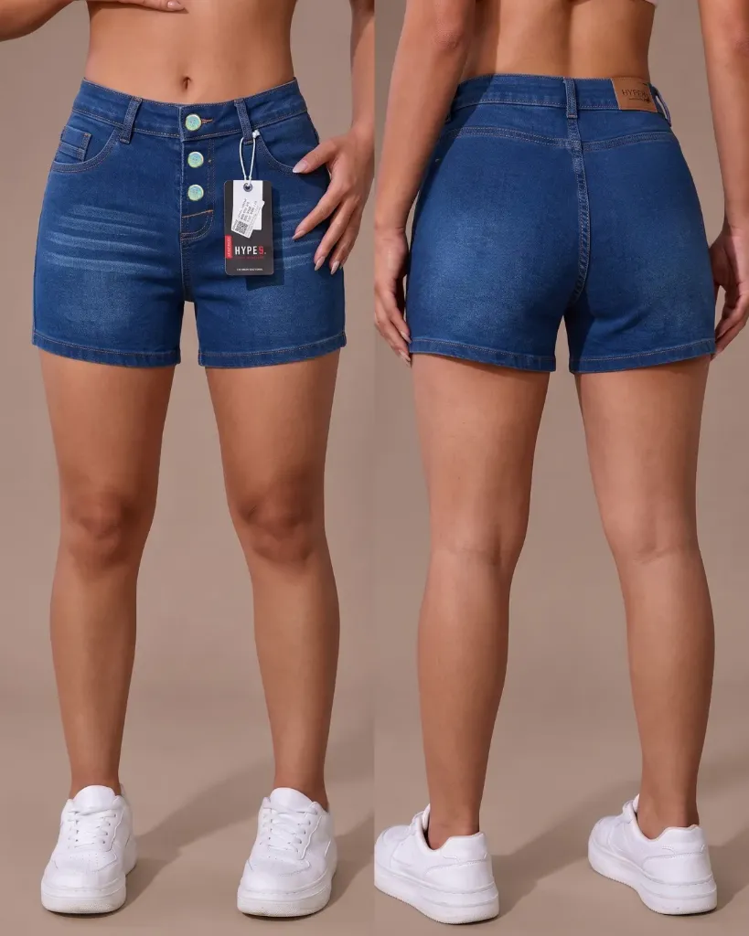 Short strech bigotes de 3 botones levanta cola