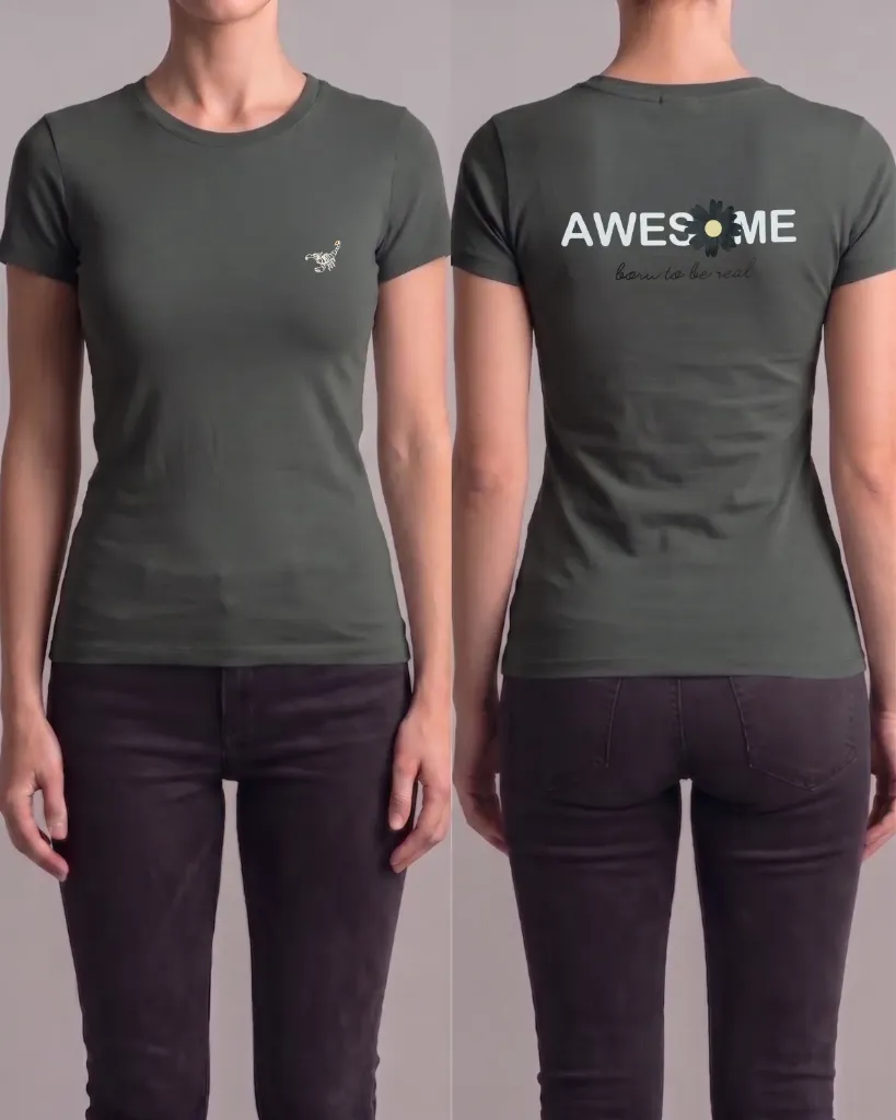 [HJ-003248-XL-GRIS-OSCURO] Camiseta estampada (Awesome) (XL, Gris oscuro)