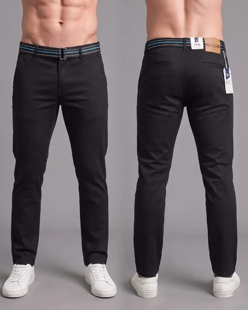 [HJ-003249-32-NEGRO] Semitubo gabardina strech con cinturón (32, Negro)