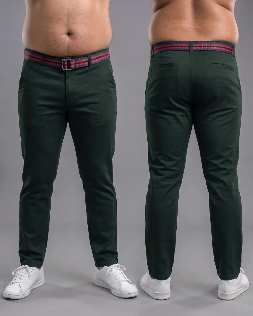 [HJ-003250-38-VERDE-OSCURO] Semitubo gabardina strech plus con cinturón (38, Verde oscuro)