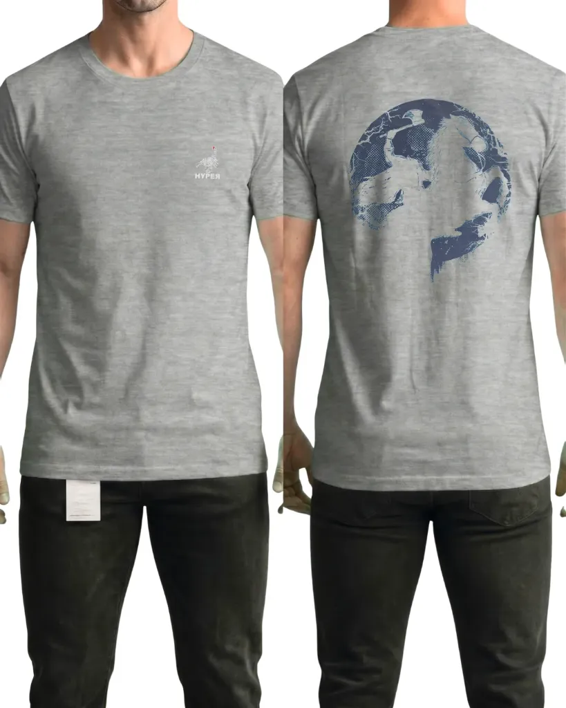 [HJ-003265-M-GRIS-CLARO] Camiseta estampada (Jinete) (M, Gris claro)