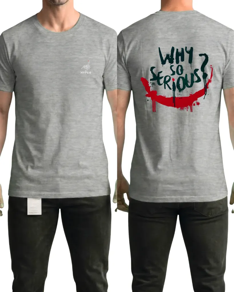 [HJ-003258-M-GRIS-CLARO] Camiseta estampada (Why so serious) (M, Gris claro)