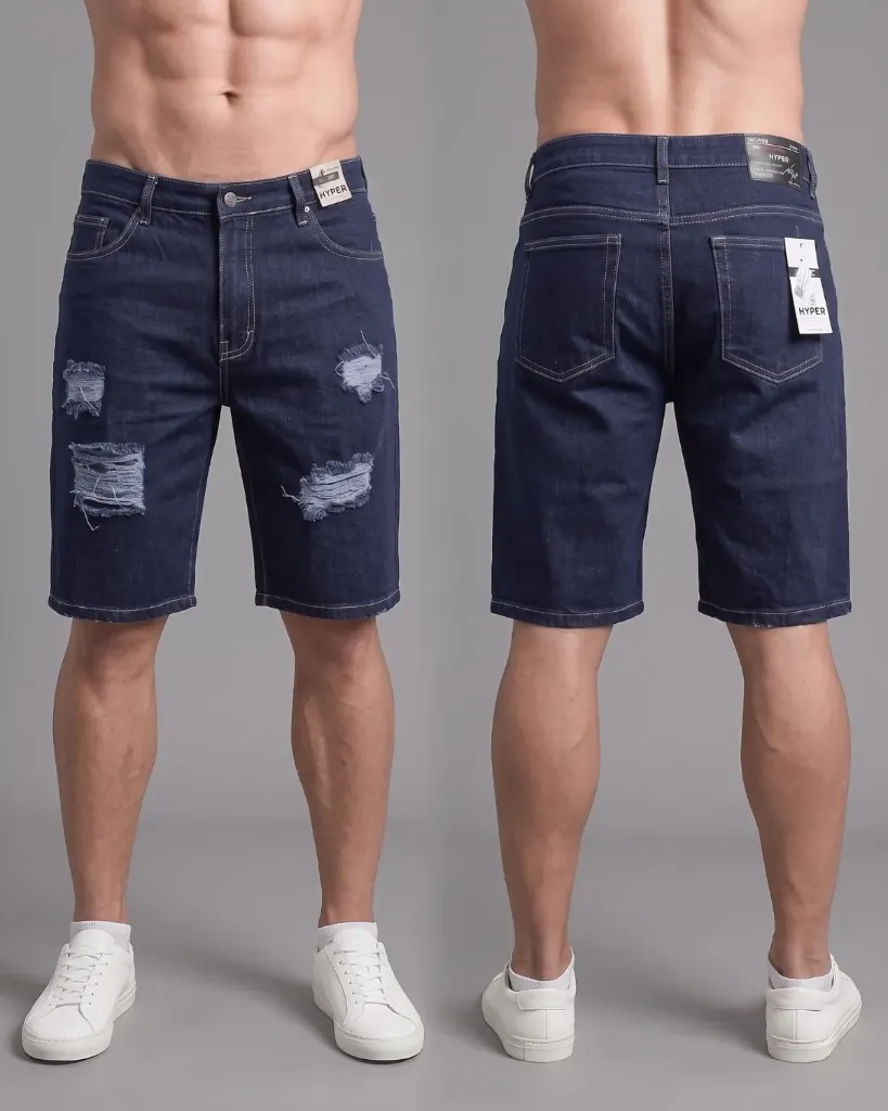 [HJ-003285-30-AZUL-2] Bermuda rigida rasgada (30, Azul #2)