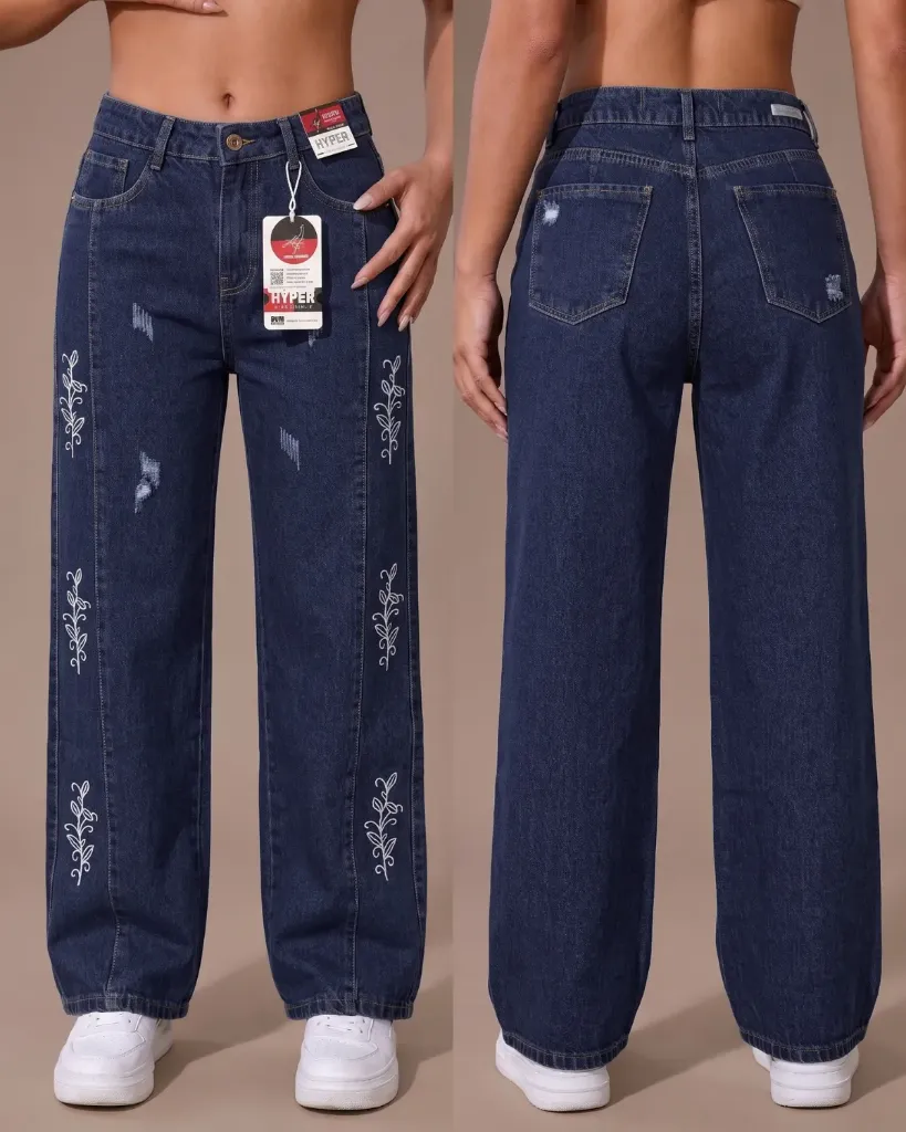 [HJ-003289-10-AZUL-2] Wide leg rigido bordado mototool (10, Azul #2)
