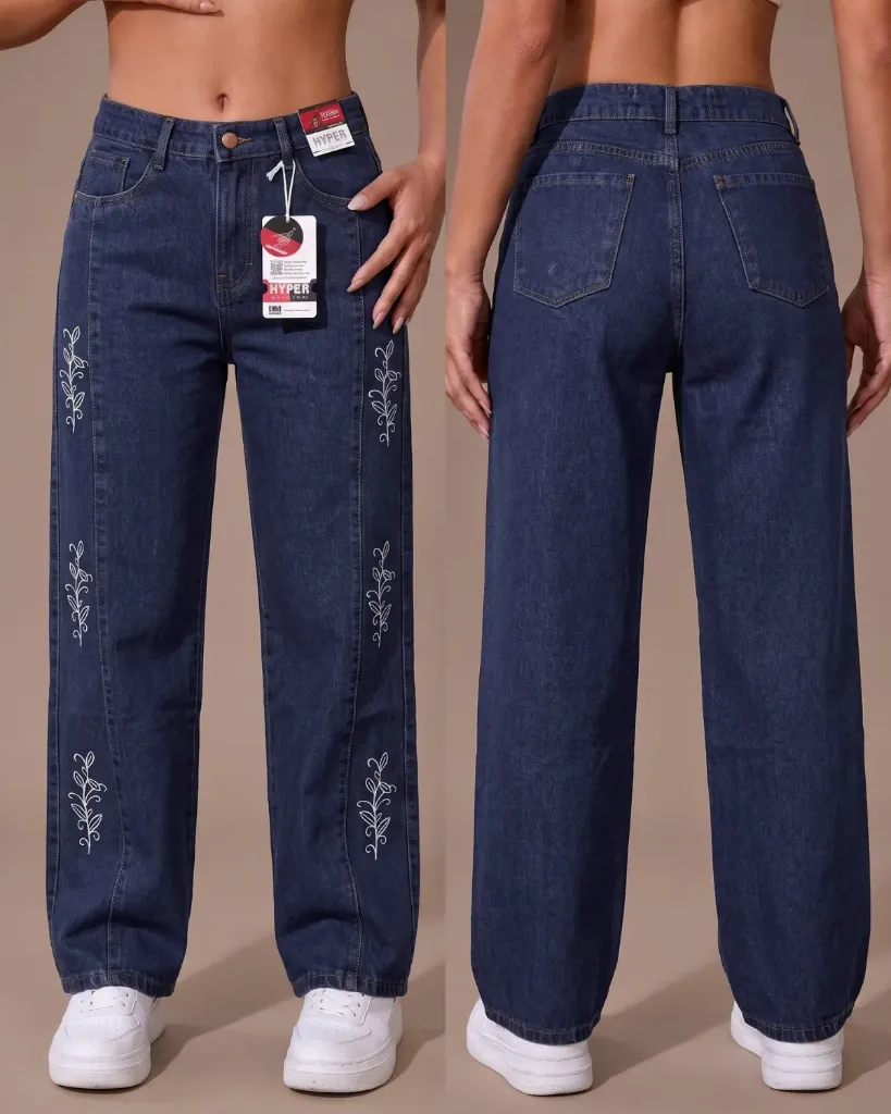 [HJ-003290-10-AZUL-2] Wide leg rigido bordado llano (10, Azul #2)