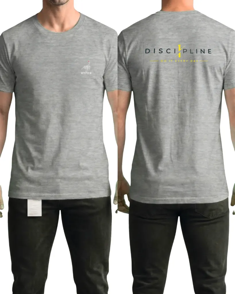 [HJ-003276-M-GRIS-CLARO] Camiseta estampada (Disci1pline) (M, Gris claro)