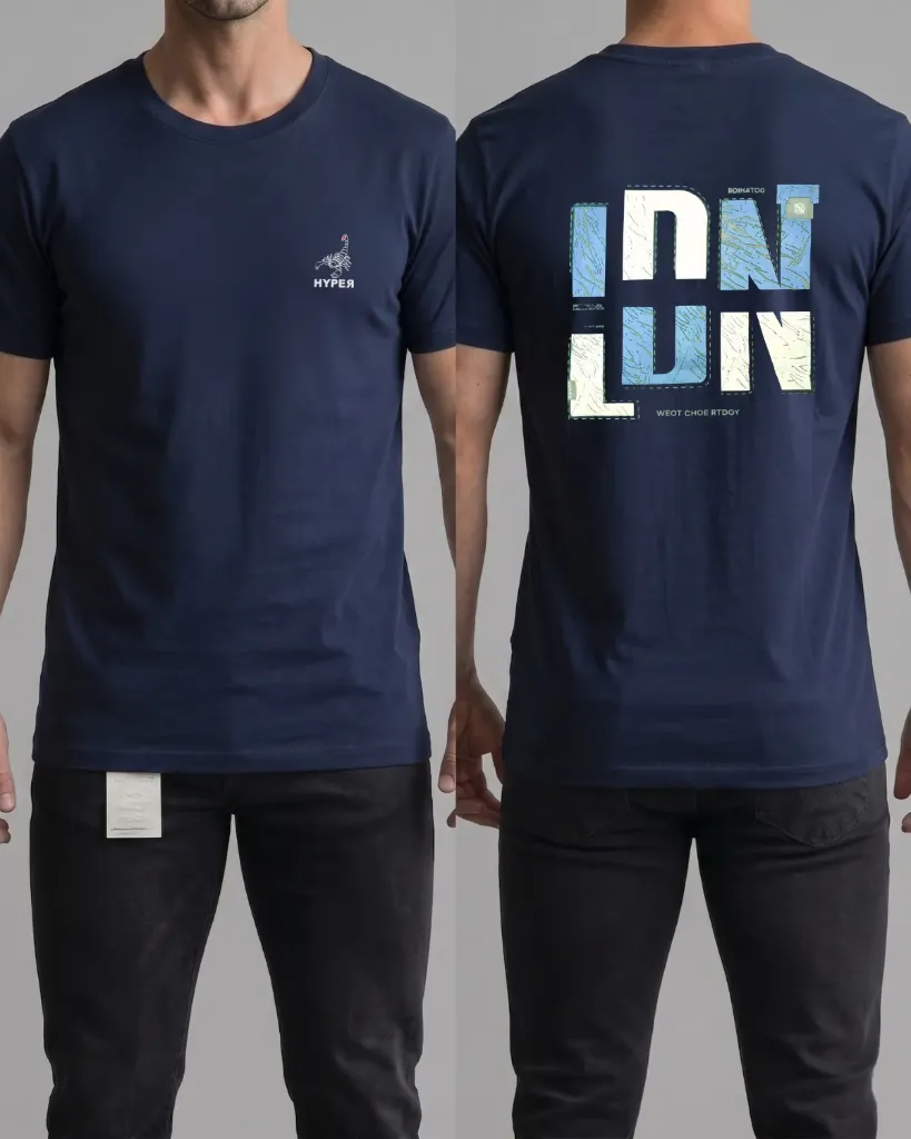[HJ-003301-M-AZUL-MEDIO] Camiseta estampada (LDN) (Azul medio)