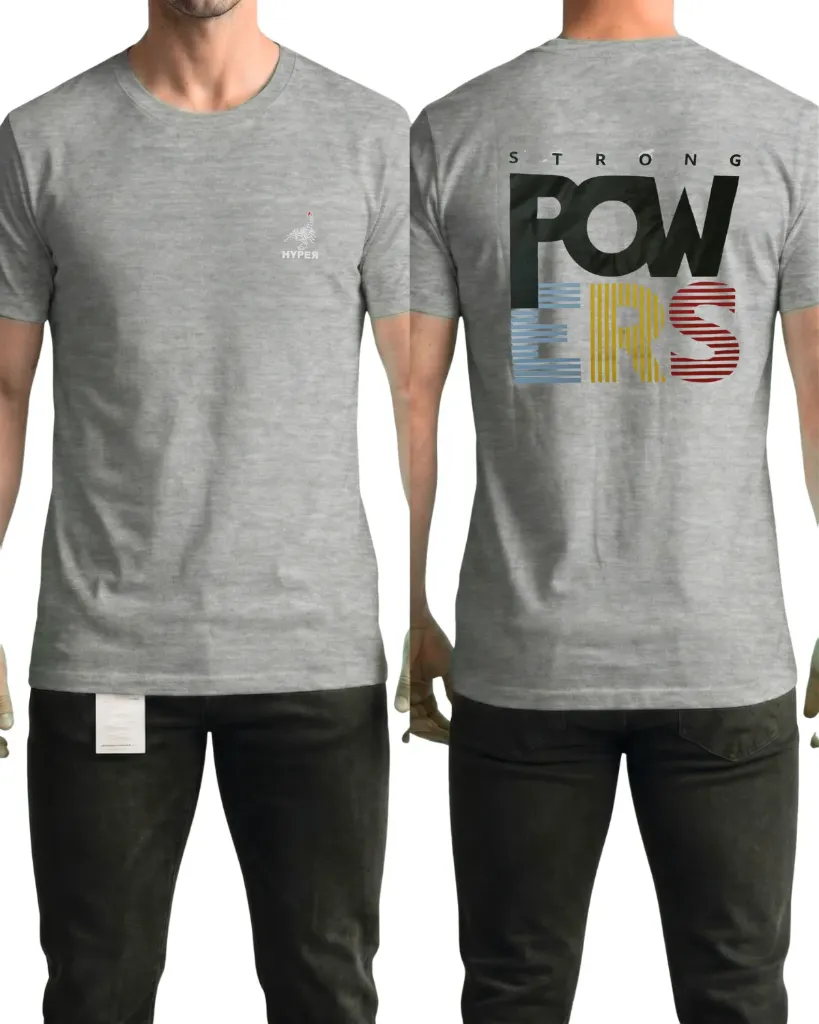 [HJ-003266-M-GRIS-CLARO] Camiseta estampada (Powers) (M, Gris claro)