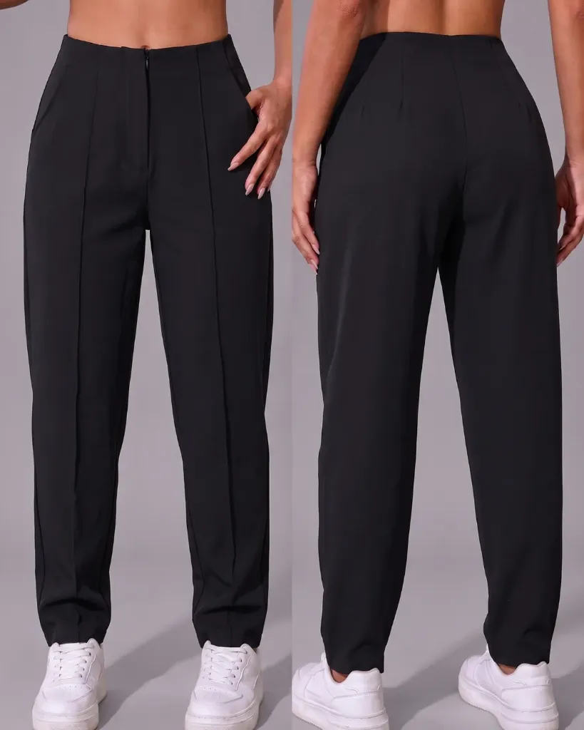 Pantalón de vestir tiro alto con costura frontal