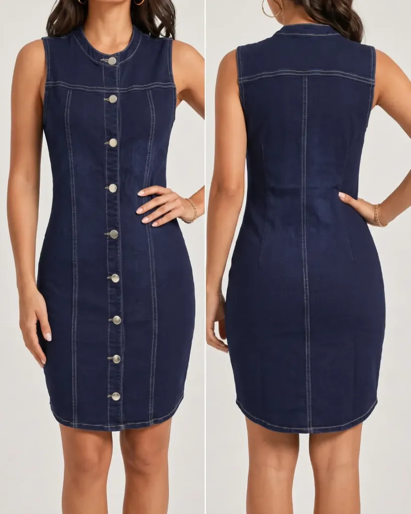Vestido strech con botonadura