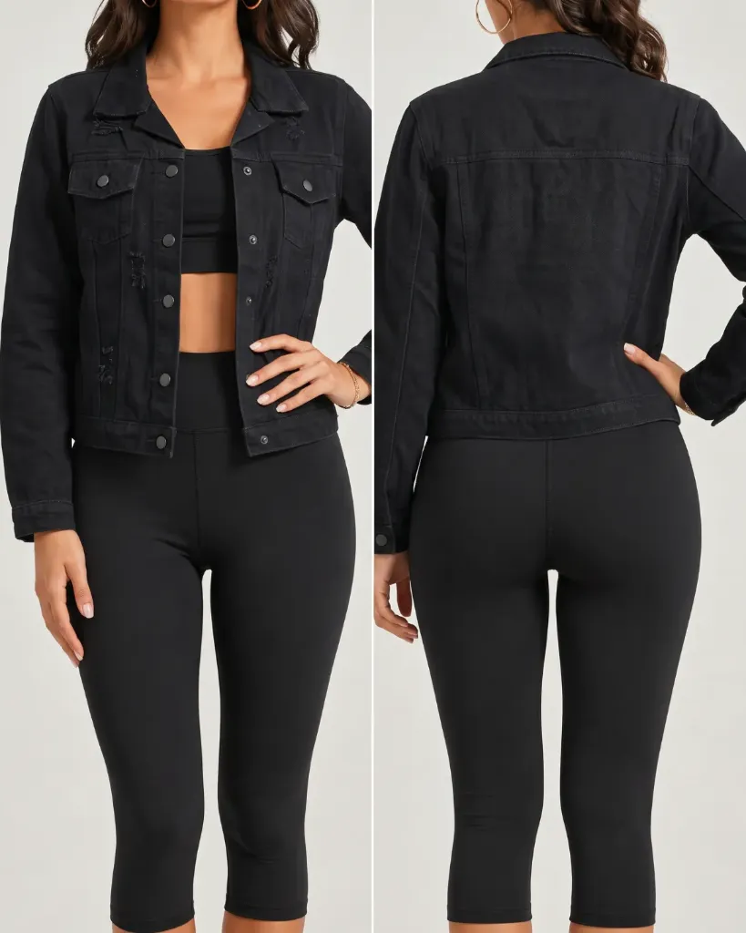 Chaqueta rigida rasgada negra