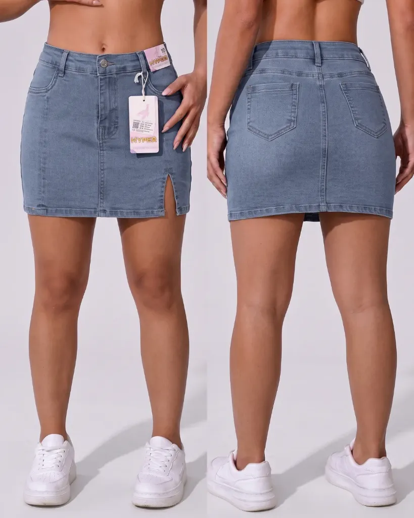 Falda short strech con abertura lateral