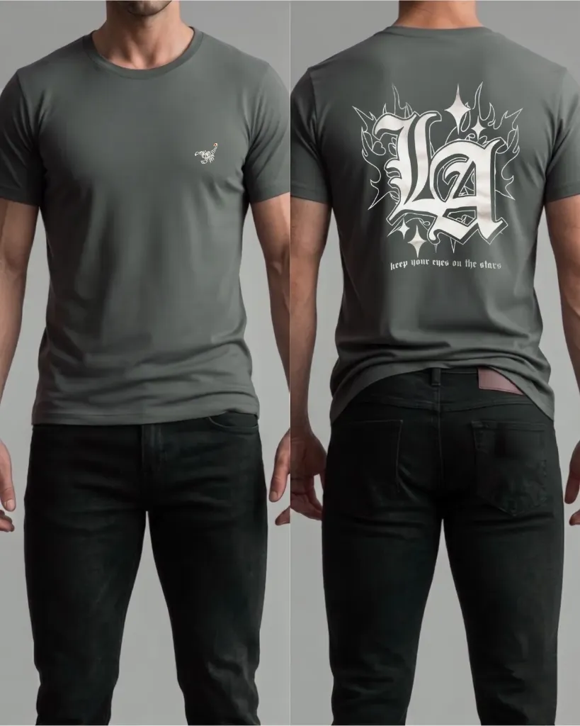 Camiseta estampada (LA con llamas)