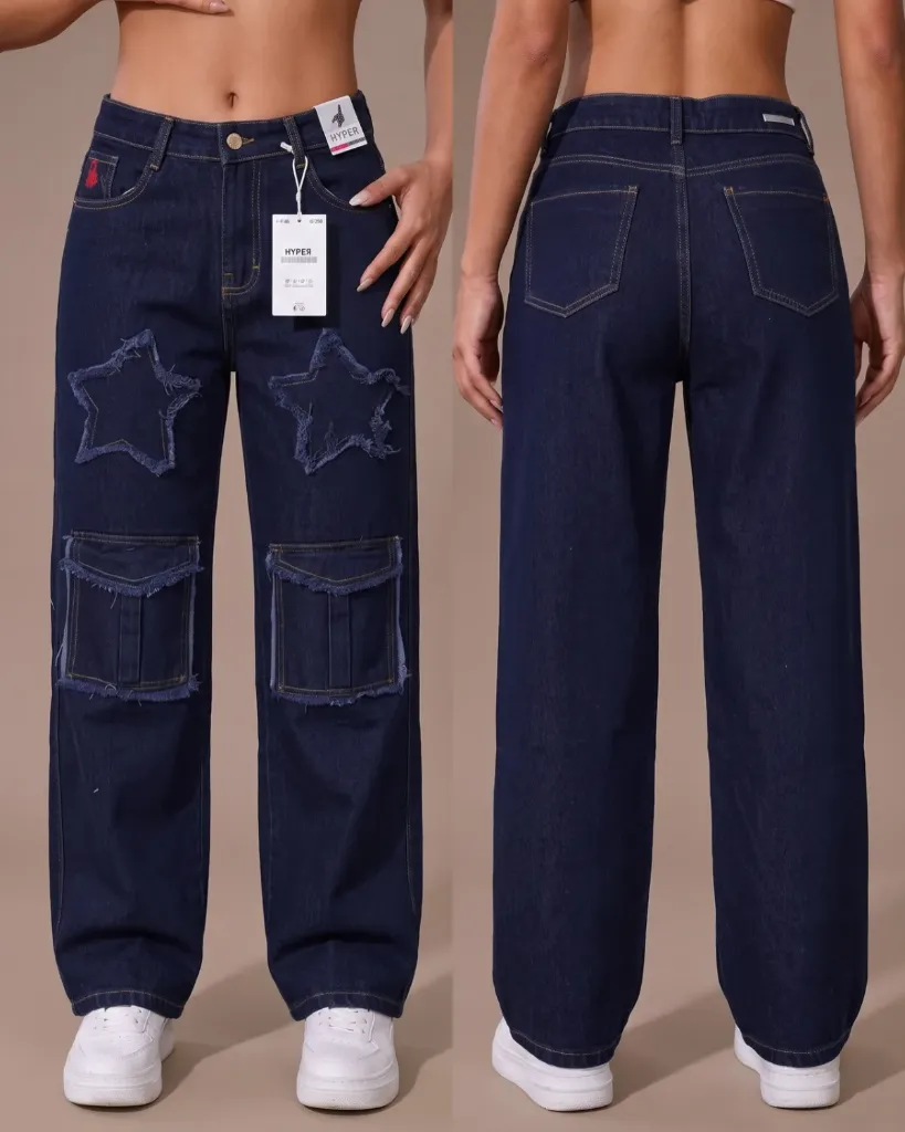 Wide leg cargo rigido doble estrella