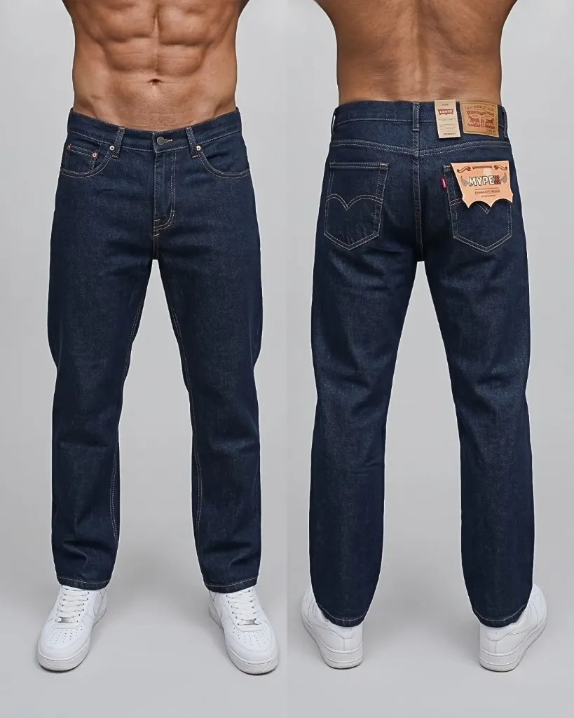 [HJ-001164-30-AZUL-OSCURO] Clasico jeans rigido (30, Azul oscuro)